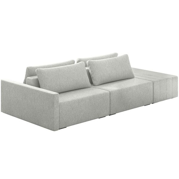 Sofá Ilha Modular para Sala 232cm com Puff Dublin K01 Linho Cinza - Lyam Decor Sofá Ilha Modular para Sala 232cm com Puff Dublin K01 Linho Cinza - Lyam Decor