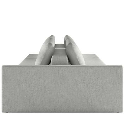 Sofá Ilha Modular para Sala 232cm com Puff Dublin K01 Linho Cinza - Lyam Decor