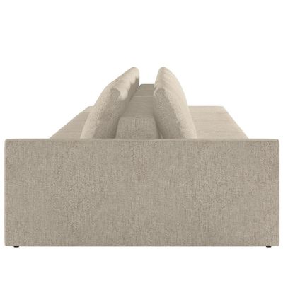 Sofá Ilha Modular para Sala 432cm com Puff Dublin K01 Linho Bege - Lyam Decor