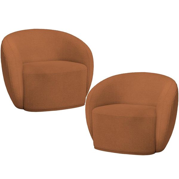 Kit 02 Poltronas Decorativas Para Sala de Estar Living Gliese K01 Bouclê Mostarda - Lyam Decor
