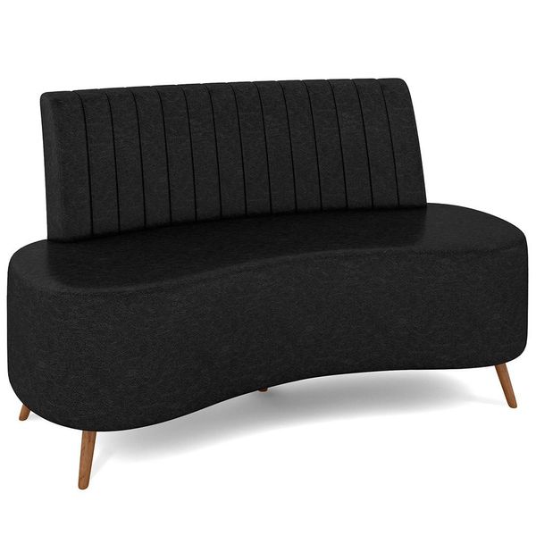 Sofá Chaise Living 2 Lugares 160cm Para Sala  Cayman K01 Sintético Preto - Lyam Decor