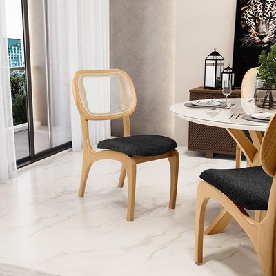 Cadeira Para Sala de Jantar Cozinha Estofada e Tela Mariah L02 Linho Chumbo - Lyam Decor