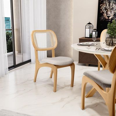 Cadeira Para Sala de Jantar Cozinha Estofada e Tela Mariah L02 Linho Cru - Lyam Decor