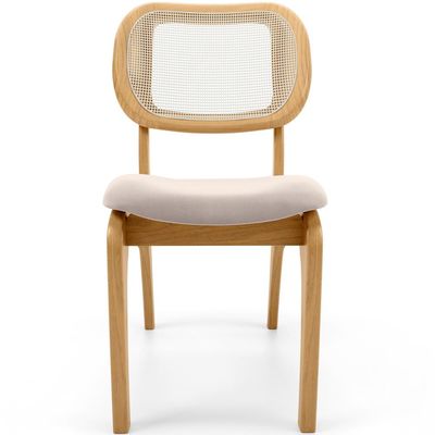 Cadeira Para Sala de Jantar Cozinha Estofada e Tela Mariah L02 Seude Bege - Lyam Decor
