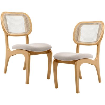Kit 2 Cadeiras Para Sala de Jantar Cozinha Estofada e Tela Mariah L02 Bouclê Creme - Lyam Decor