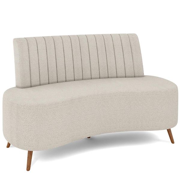 Sofá Chaise Living 2 Lugares 160cm para Sala Cayman K01 Bouclê Bege - Lyam Decor