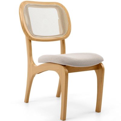 Cadeira Para Sala de Jantar Cozinha Estofada e Tela Mariah L02 Bouclê Creme - Lyam Decor