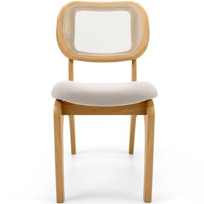Cadeira Para Sala de Jantar Cozinha Estofada e Tela Mariah L02 Bouclê Creme - Lyam Decor