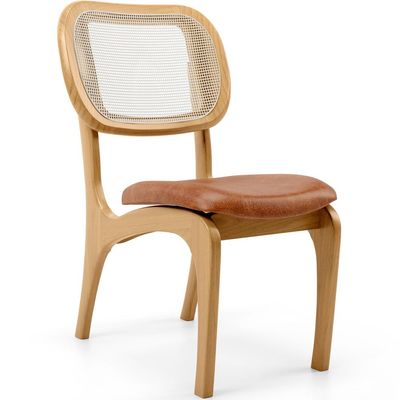 Cadeira Para Sala de Jantar Cozinha Estofada e Tela Mariah L02 Couríssimo Camel - Lyam Decor