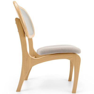 Cadeira Para Sala de Jantar Cozinha Estofada e Tela Mariah L02 Bouclê Creme - Lyam Decor