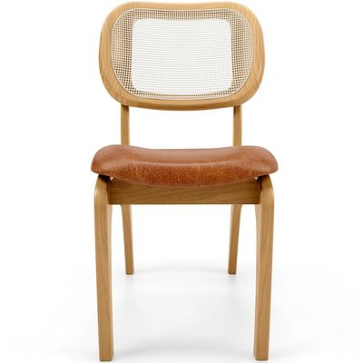 Cadeira Para Sala de Jantar Cozinha Estofada e Tela Mariah L02 Couríssimo Camel - Lyam Decor