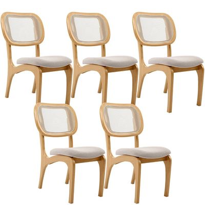 Kit 5 Cadeiras Para Sala de Jantar Cozinha Estofada e Tela Mariah L02 Bouclê Creme - Lyam Decor