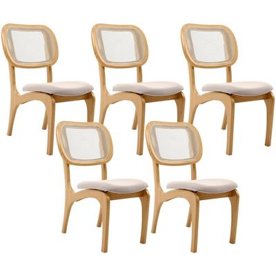 Kit 5 Cadeiras Para Sala de Jantar Cozinha Estofada e Tela Mariah L02 Seude Bege - Lyam Decor