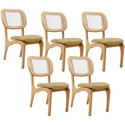 Kit 5 Cadeiras Para Sala de Jantar Cozinha Estofada e Tela Mariah L02 Couríssimo Fendi - Lyam Decor