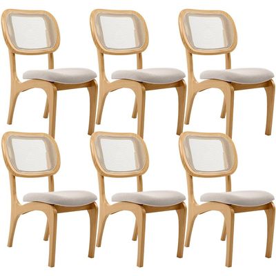 Kit 6 Cadeiras Para Sala de Jantar Cozinha Estofada e Tela Mariah L02 Bouclê Creme - Lyam Decor