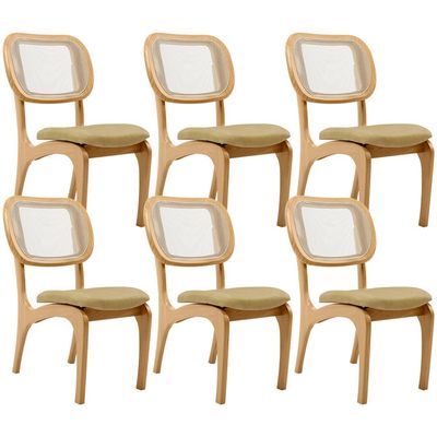 Kit 6 Cadeiras Para Sala de Jantar Cozinha Estofada e Tela Mariah L02 Couríssimo Fendi - Lyam Decor