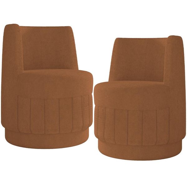 Kit 02 Poltronas Decorativa Giratória Para Sala de Estar Turquia K01 Bouclê Mostarda - Lyam Decor