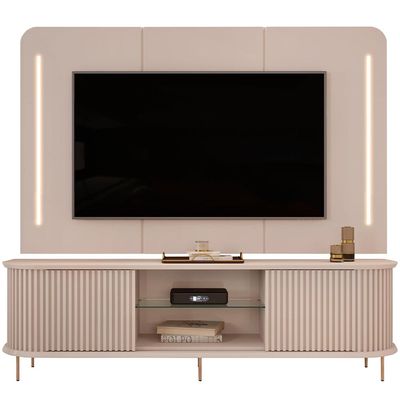 Rack Para Sala Ripado com Painel Para TV 75 Pol Atlantis D05 Off White - Lyam Decor