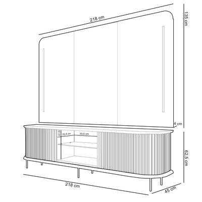 Rack Para Sala Ripado com Painel Para TV 75 Pol Atlantis D05 Off White - Lyam Decor