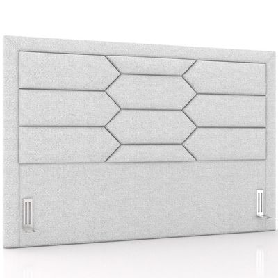 Cabeceira Cama Box King 195cm Estofada Nora P05 Linho Cinza Claro - Lyam Decor