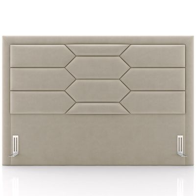 Cabeceira Cama Box Casal 140cm Estofada Nora P05 Veludo Bege - Lyam Decor