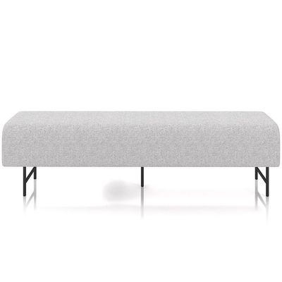 Puff Recamier Decorativo com Pés Industrial 140cm Novara P05 Linho Cinza Claro - Lyam Decor
