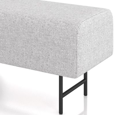 Puff Recamier Decorativo com Pés Industrial 140cm Novara P05 Linho Cinza Claro - Lyam Decor
