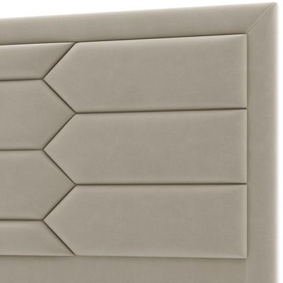 Cabeceira Cama Box King 195cm Estofada Nora P05 Veludo Bege - Lyam Decor