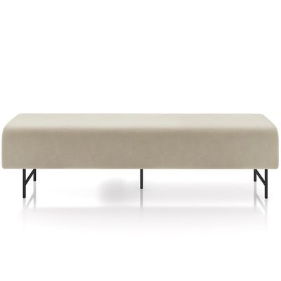 Puff Recamier Decorativo com Pés Industrial 160cm Novara P05 Veludo Bege - Lyam Decor