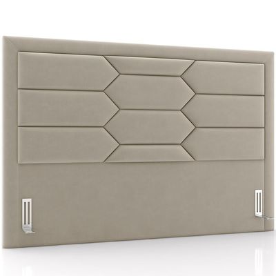 Cabeceira Cama Box Queen 160cm Estofada Nora P05 Veludo Bege - Lyam Decor