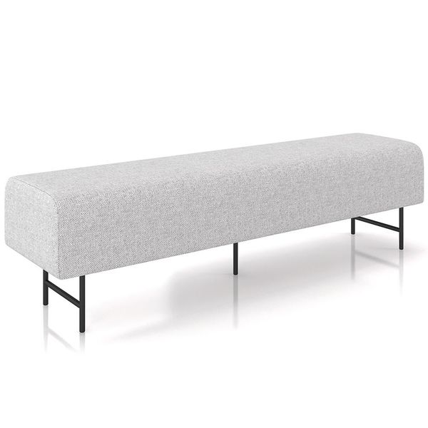 Puff Recamier Decorativo com Pés Industrial 160cm Novara P05 Linho Cinza Claro - Lyam Decor Puff Recamier Decorativo com Pés Industrial 160cm Novara P05 Linho Cinza Claro - Lyam Decor