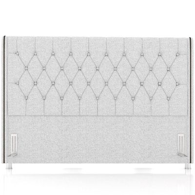 Cabeceira Cama Box King 195cm Estofada Frizza P05 Linho Cinza Claro - Lyam Decor