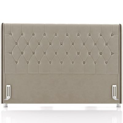 Cabeceira Cama Box Queen 160cm Estofada Frizza P05 Veludo Bege - Lyam Decor