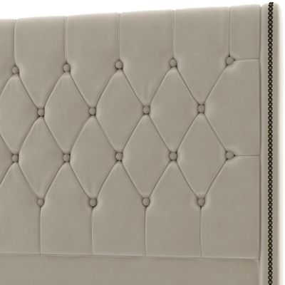 Cabeceira Cama Box Queen 160cm Estofada Frizza P05 Veludo Bege - Lyam Decor