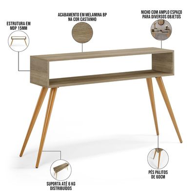 Aparador Para Sala de Estar Pés Palito Mônaco L03 Castanho - Lyam Decor