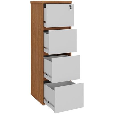 Armário Para Escritório Arquivo 04 Gavetas com Chave Unik A02 Freijó Branco - Lyam Decor