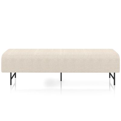 Puff Recamier Decorativo com Pés Industrial 160cm Novara P05 Linho Creme - Lyam Decor
