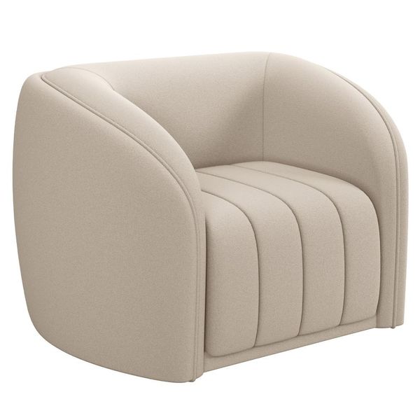 Poltrona Decorativa Para Sala De Estar Lazio M03 Veludo Bege - Lyam Decor