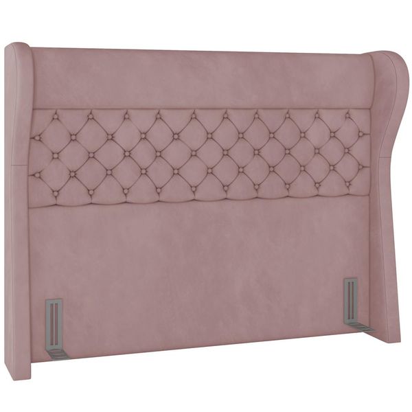 Cabeceira Cama Box Casal 140 cm P05 Madrid Veludo Rosê - Lyam Decor Cabeceira Cama Box Casal 140 cm P05 Madrid Veludo Rosê - Lyam Decor