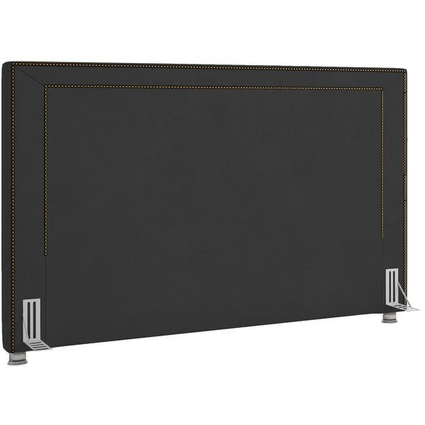 Cabeceira Cama Box Casal 160 cm P05 Berlim Veludo Preto - Lyam Cabeceira Cama Box Casal 160 cm P05 Berlim Veludo Preto - Lyam
