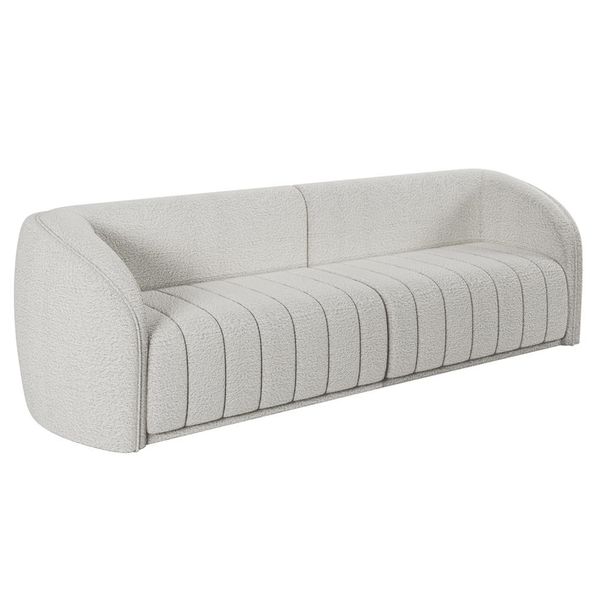 Sofá 05 Lugares Para Sala De Estar 332 cm Lazio M03 Bouclê Branco - Lyam Decor