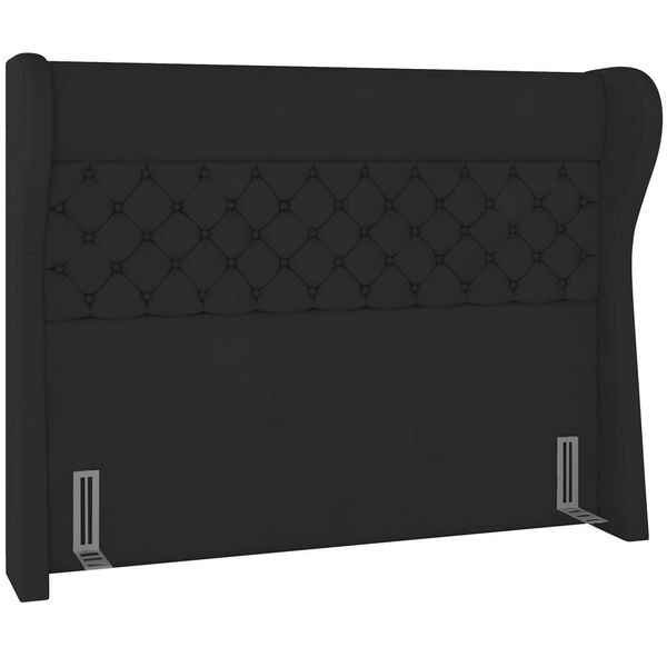 Cabeceira Cama Box Casal 140 cm P05 Madrid Veludo Preto - Lyam Decor Cabeceira Cama Box Casal 140 cm P05 Madrid Veludo Preto - Lyam Decor