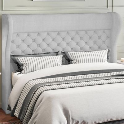 Cabeceira Cama Box Casal 140 cm P05 Madrid Linho Cinza - Lyam Decor