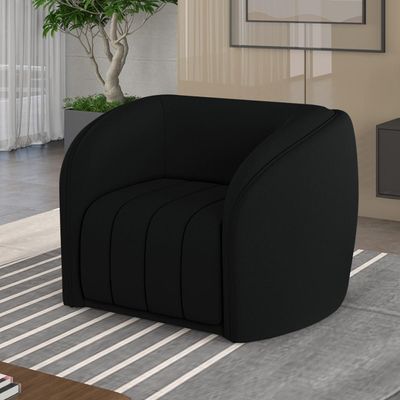 Poltrona Decorativa Para Sala De Estar Lazio M03 Veludo Preto - Lyam Decor