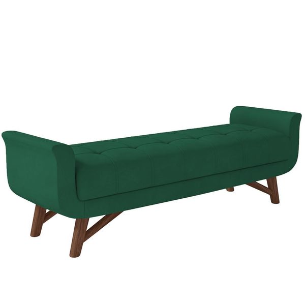 Puff Recamier Decorativo com Pés em Madeira 160 cm Itália P05 Veludo Verde - Lyam