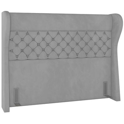 Cabeceira Cama Box Casal 140 cm P05 Madrid Veludo Cinza - Lyam Decor
