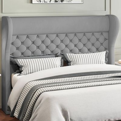 Cabeceira Cama Box Casal 140 cm P05 Madrid Veludo Cinza - Lyam Decor