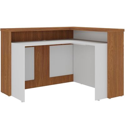 Balcão de Atendimento Para Recepção em L Unik A02 Freijó Branco - Lyam Decor