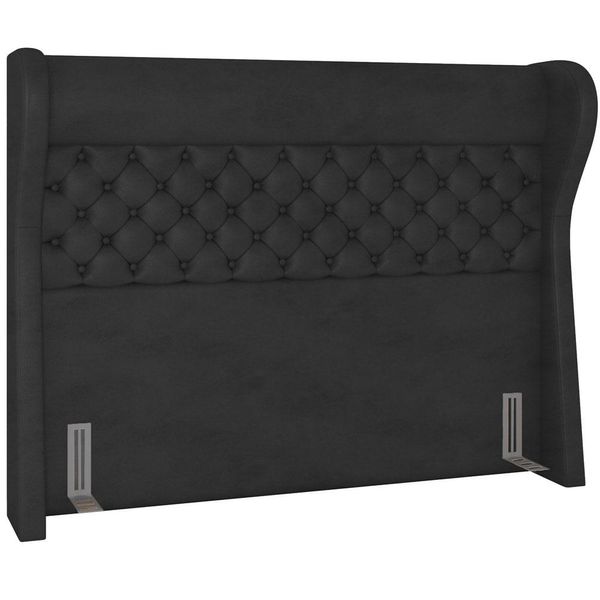 Cabeceira Cama Box Casal 140 cm P05 Madrid Couríssimo Preto - Lyam Decor Cabeceira Cama Box Casal 140 cm P05 Madrid Couríssimo Preto - Lyam Decor