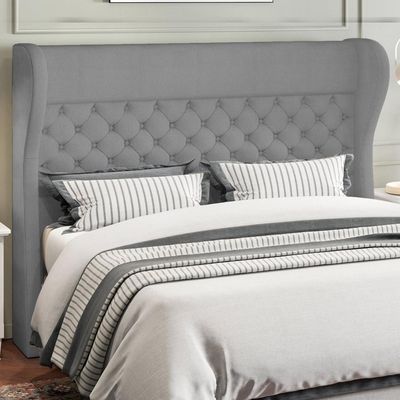 Cabeceira Cama Box Casal 140 cm P05 Madrid Linho Cinza Escuro - Lyam Decor
